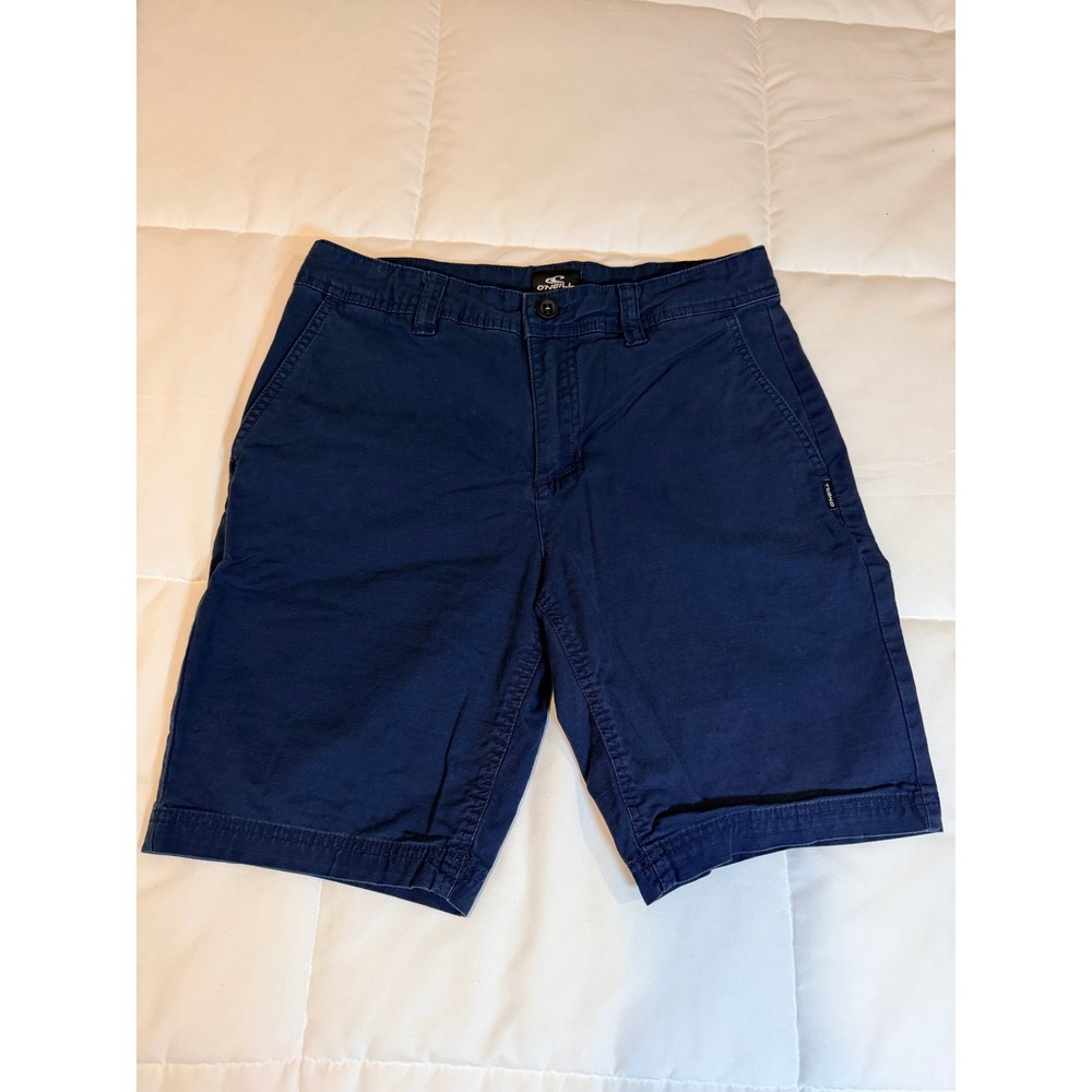 ONeill Mens Standard Fit Chino Shorts Navy Blue Cotton Blend Size 30 Flat Front